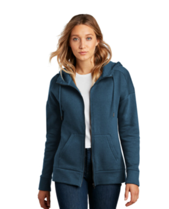 Womens Perfect Weight Fleece Drop Shoulder Full Zip Hoodie