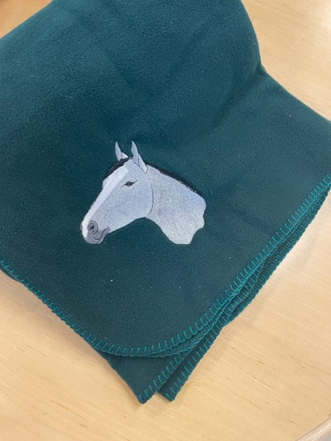 Green Polar Fleece with Grey horse Head