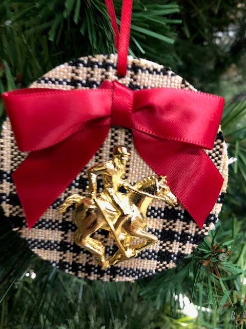 Tan Plaid Polo Pony Gold Plated