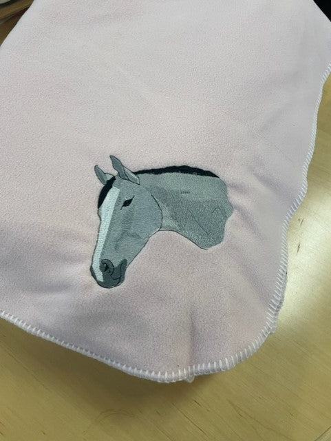 Pink Polar Fleece with Grey Horse Head