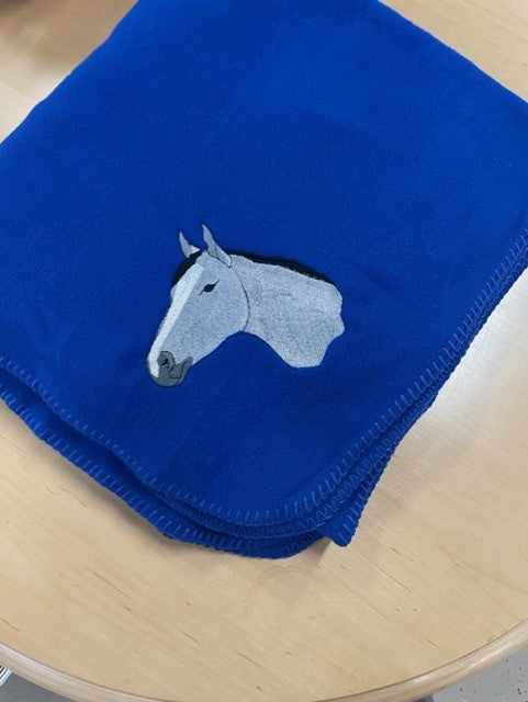 Royal Blue Polar Fleece with Grey Horse Head